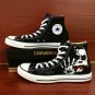 Black High Top Converse Sneakers Joker Hand Painted Shoes Unique Canvas Casual Shoes Gifts