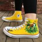 Brazil Flag Hand Painted Shoes Design Bird Green-Winged Macaw Converse All Star Sneakers