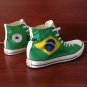 Brazil Flag Hand Painted Shoes Design Bird Green-Winged Macaw Converse All Star Sneakers