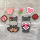Paper Pieced Die Cut "Sweet Hippo" 7 pce. Embellishment Set