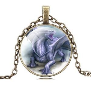 Vintage WOMEN'S HOT Cabochon bronze Glass Chain Pendant Necklace GIFT FASHION -L