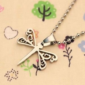 DRAGONFLY Women's Stainless Steel Hollow Design Pendant Sweater Necklace GIFT-O