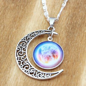 WOMEN'S FASHION pretty moon pendant galaxy hot sell fashion necklace chain - N