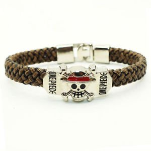 NEW COSPLAY PIRATE SKULL THEME fashion Leather BANGLE Charm Bracelet JEWERLY-O