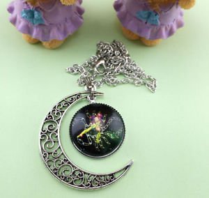 Stylish Women Constellation Crescent Moon Glass Cabochon Pendant Necklace NEW-X