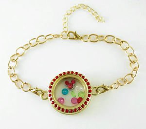 WOMEN'S HOT Golden Magnet Photo Memory Living Charm Floating Locket Bracelet - M