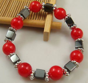 NEW fashion RED GREY charm bead spacing haematite Stretch Bracelet hot GIFT-O