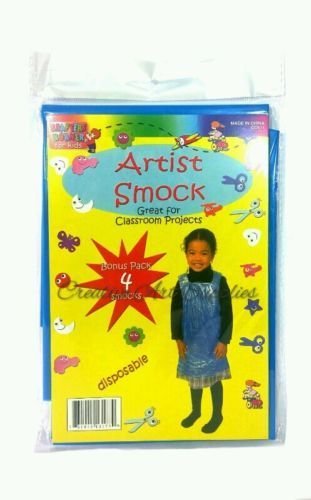 4-Piece Disposable Plastic Kids Children Artist Painting Smock Apron Cover
