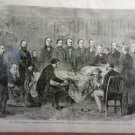 Antique print 1912.The Dying Moments of President Lincoln at Washington, Saturday Morning, April 15.