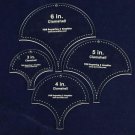 Clamshell Templates. 4 Piece Set -3",4", 5", 6". - Clear Acrylic 1/8"
