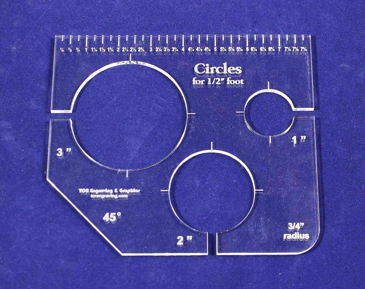 3 Hole Circle Quilt 1,2,3 Template w/Ruler 1/4