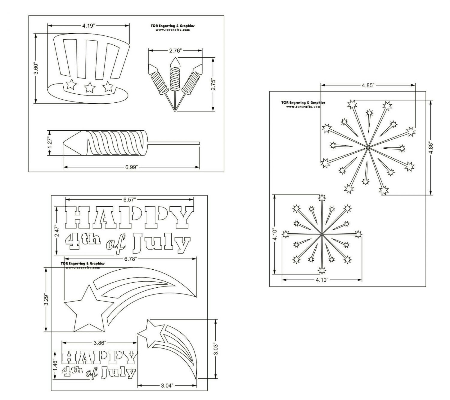 Patriotic Stencils 3 Piece Set-Independence Day Painting/Crafts/Stencil
