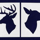Buck-Doe Deer Head Stencils - Mylar 2 Pieces of 14 Mil 8" X 10" - Painting /Craf