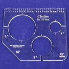 3 Circles Template for 1/2" Foot - Clear with Ruler 1/4" Thick 1", 2", 3"