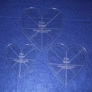Heart Template 3 Piece Set. 4",5",6" - 1/8"-with seam allowance, guidelines