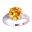 Fashion Gorgeous Jewelry Round Gold Color AAA CZ Ring Size 7