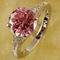 Round Cut AAAPink and WhiteCZ Silver Ring  sz 13