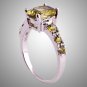 Lovely Olive Green and White CZ Ring sz 11