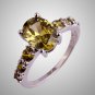 Lovely Olive Green and White CZ Ring sz 11