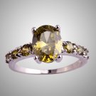 Lovely Olive Green and White CZ Ring sz 12