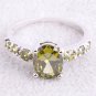 Lovely Olive Green and White CZ Ring sz 12