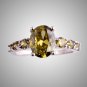 Lovely Olive Green and White CZ Ring sz 12