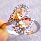 Cocktail Jewelry Water-Drop Morganite & White CZ Ring Size 8      New