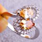 Cocktail Jewelry Water-Drop Morganite & White CZ Ring Size 8 New