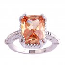 Square Stone Cut Morganite CZ Slim Ring