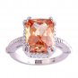 Square Stone Cut Morganite CZ Slim Ring
