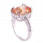 Square Stone Cut Morganite CZ Slim Ring