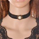 Choker Collar Necklace Black Lace Flower Pendant Necklace