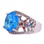 Round Cut Blue CZ Ring Sz 8