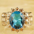 Unsiex Oval & Round Cut Blue Ring Size 10