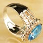 Unsiex Oval & Round Cut Blue Ring Size 10
