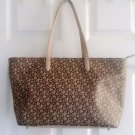 NEW WT LARGE DKNY CHINO-GOLD TAN TOTE BAG PURSE GOLD HARDWARE COATED LOGO