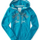 NWT AEROPOSTALE Women Pullover Long Sleeve Full Zip Hoodie Aero Sweat BLUE XS