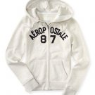 NWT AEROPOSTALE Women Pullover Long Sleeve Full Zip Hoodie Aero Sweat white XL