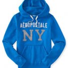 NWT aeropostale mens aropostale NY script logo full zipper hoodie Blue M $49.50