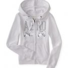 AEROPOSTALE Women Aero NY Pullover Long Sleeve Full Zip Hoodie WHITE XS SWEATER