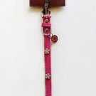 NWT Coco Lane Couture HOT pink Leather Dog Collar crystal flowers Designer XS