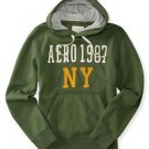 SALE aeropostale mens aero big ny logo pullover hoodie SWEATER GREEN OLIVE  S