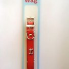 Authentic Simply Wag leather Collar Red with Silver Bones Puppy Dog Small 9.5"