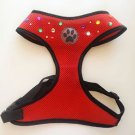 HAND DECORATED Dog Cat Pet Control Soft Mesh Harness Safety Strap Vest RED XL