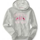 SALE NWT AERO aeropostale womens 87 banner pullover SHIRT hoodie BLEACH GREY XS