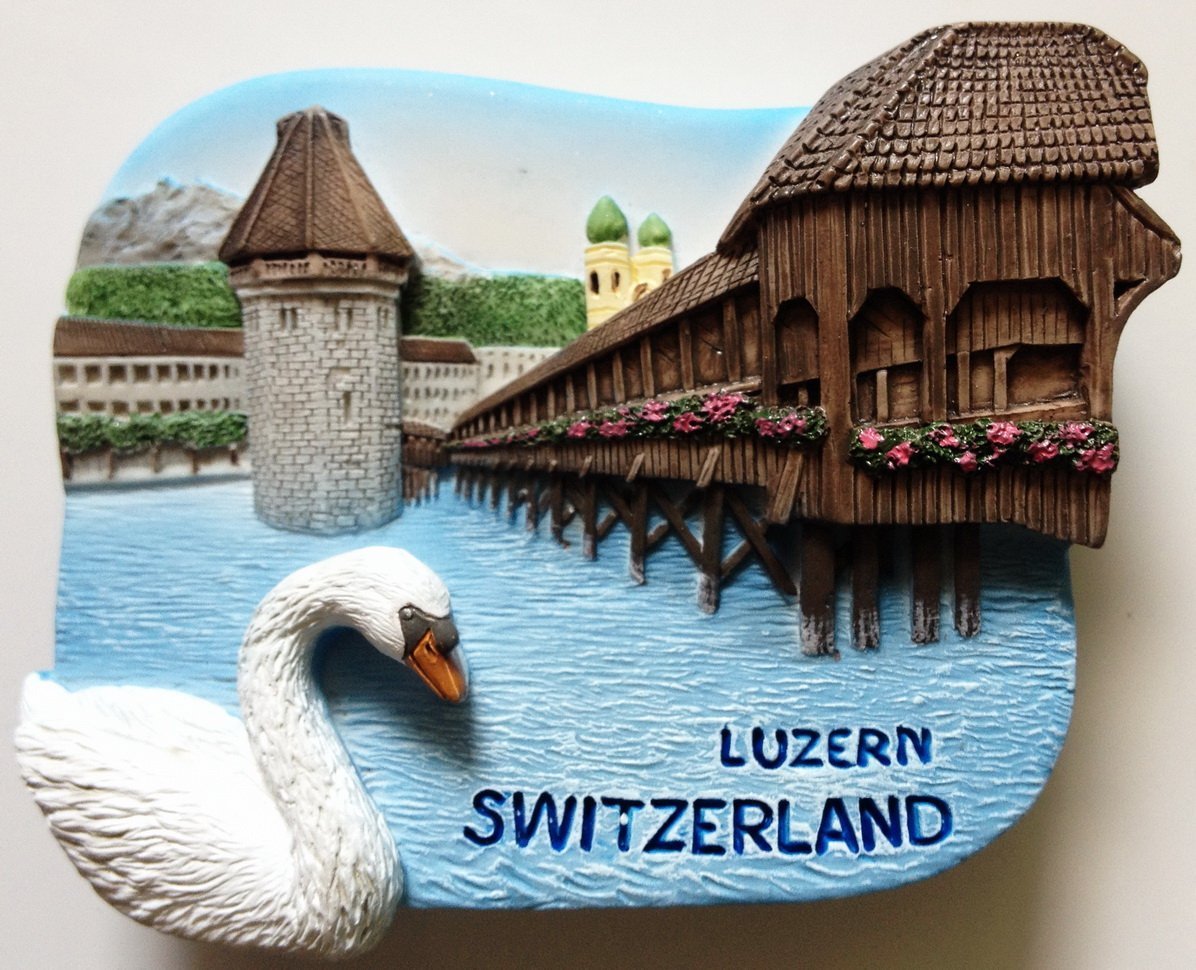 Chaple Bridge Water Tower Luzern Switzerland High Quality Resin 3D fridge magnet