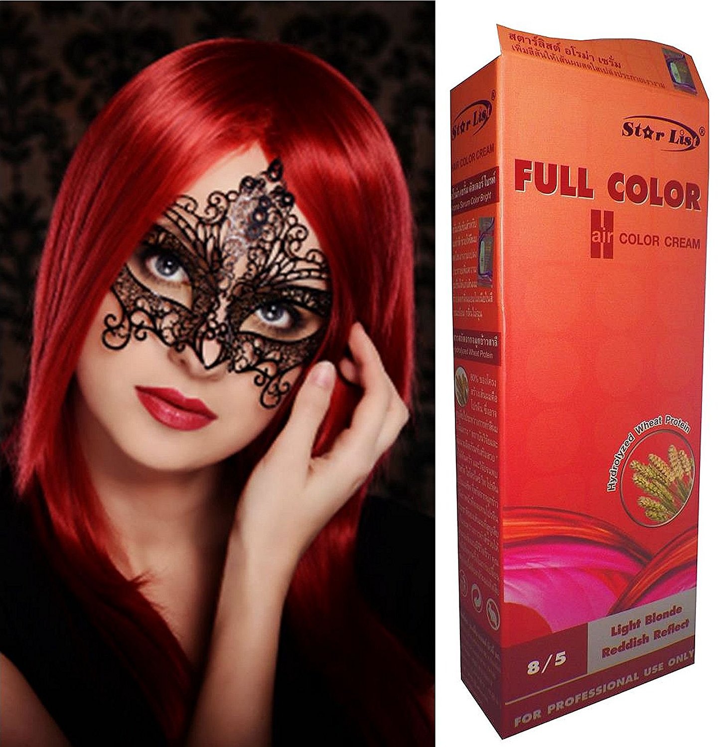 Premium Permanent Hair Colour Cream Dye Light Blonde Red Reflect Punk Goth 8/5