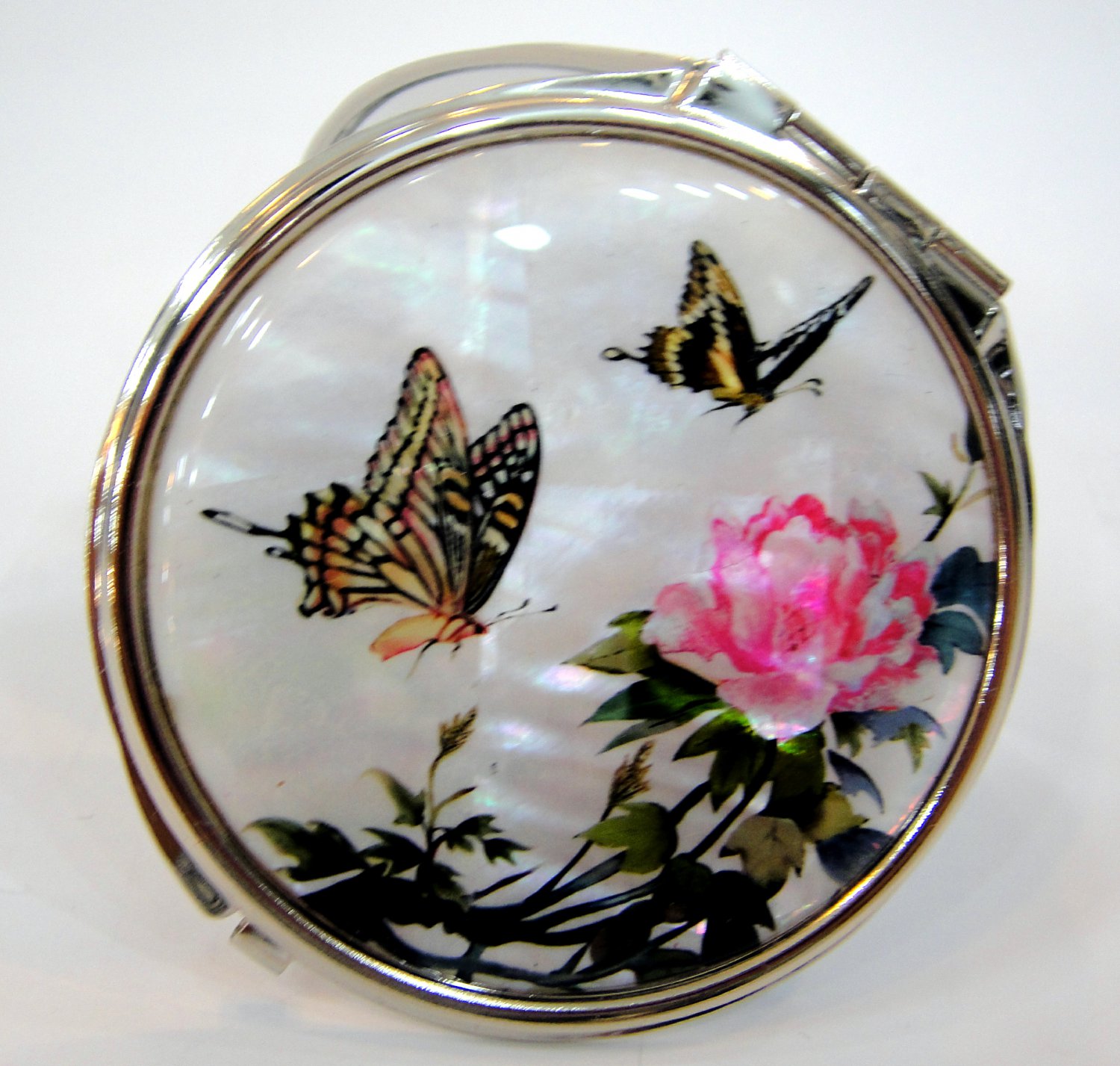 mother of pearl lacquered pretty cosmetic hand mirror b18