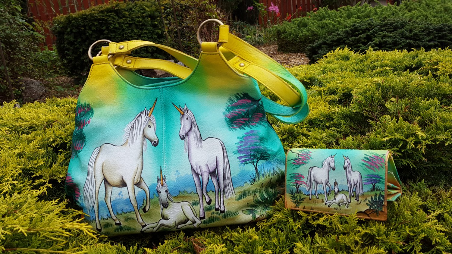 Genuine Leather Women's Handbag Vintage Hand Painted Shoulder Bag Top Handle Satchel Tote