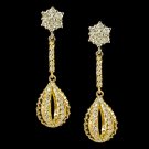 2 CARAT VINTAGE DIAMONDS DANGLE DROP EARRINGS TEAR DROP CLUSTER 18K 2 TONE GOLD